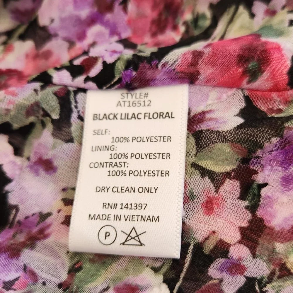 ASTR the label Sz S Lilac AOP Floral Peplum Wrap Front Blouse Peasant Puff Women